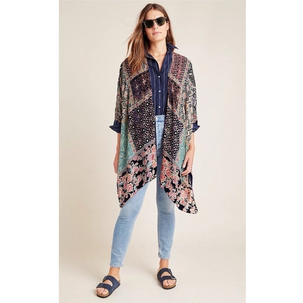 Anthropologie Frida Burnout Velvet Kimono by Akemi +Kin Beth Dutton Yellowstone